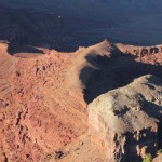 Looking down to Hurrah Pass from Anticline Overlook, Canyonlands NP