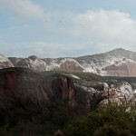 Rain on the rocks along Potash Road